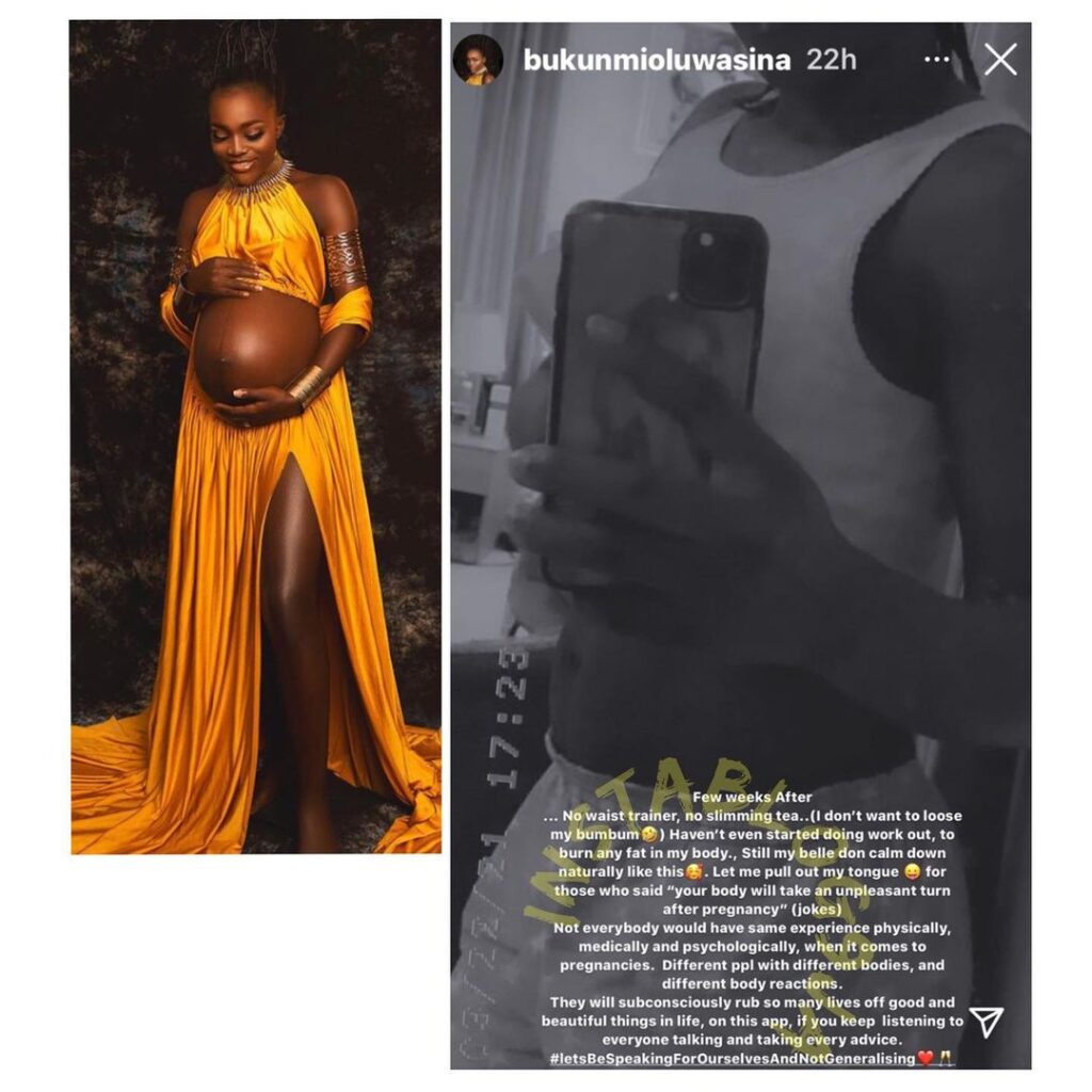 Actress Bukunmi Oluwasina drags those who said she’d lose her body after childbirth as she shows off her postpartum body