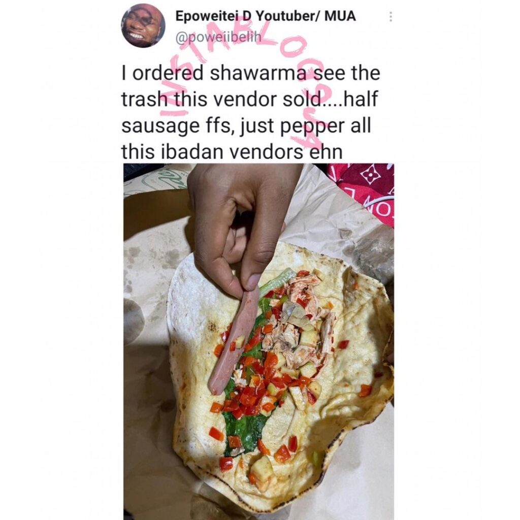 Man reveals the shawarma that was sold to him in Ibadan, Oyo State [Swipe]