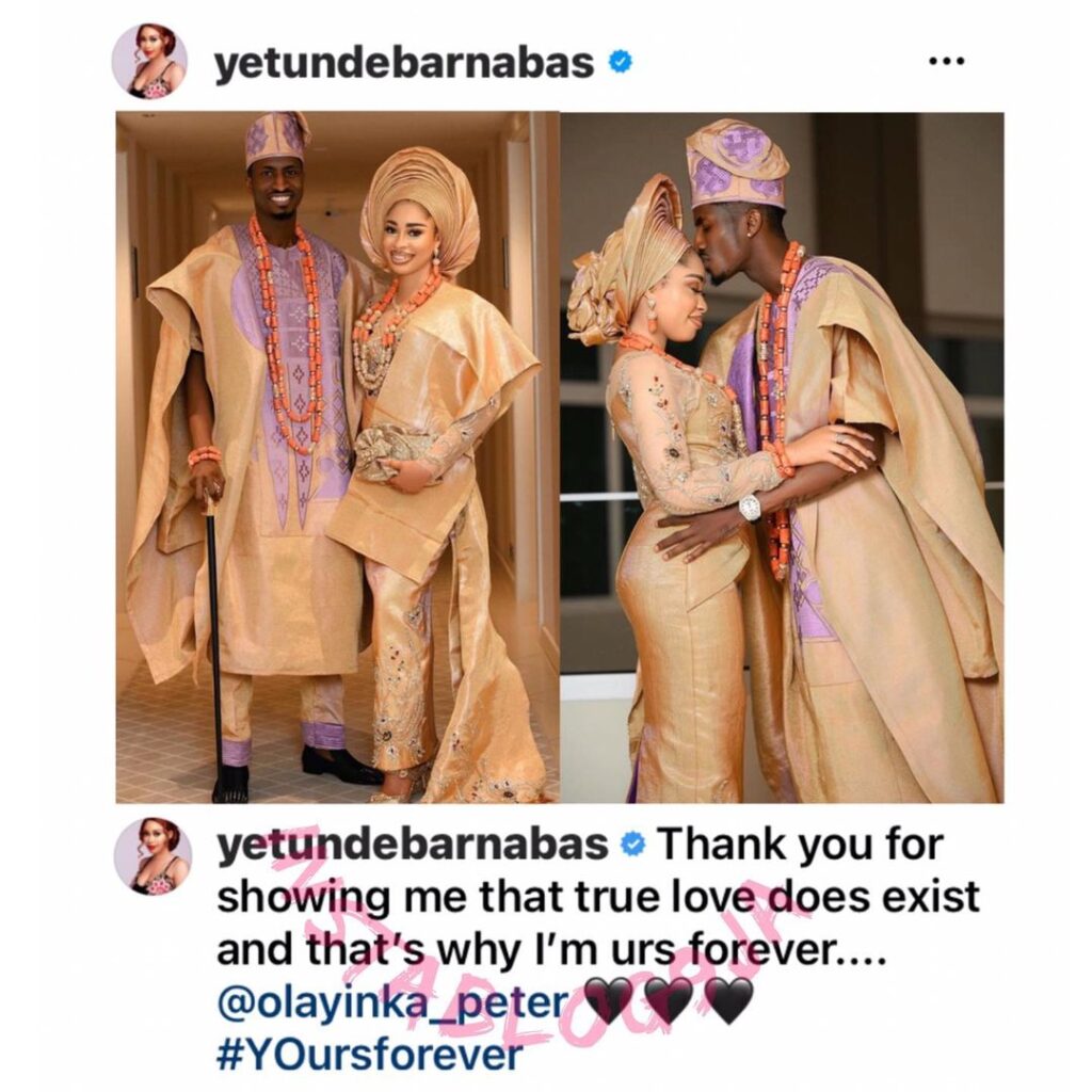 Actress Yetunde Barnabas and footballer Peter Olayinka hold their wedding introduction