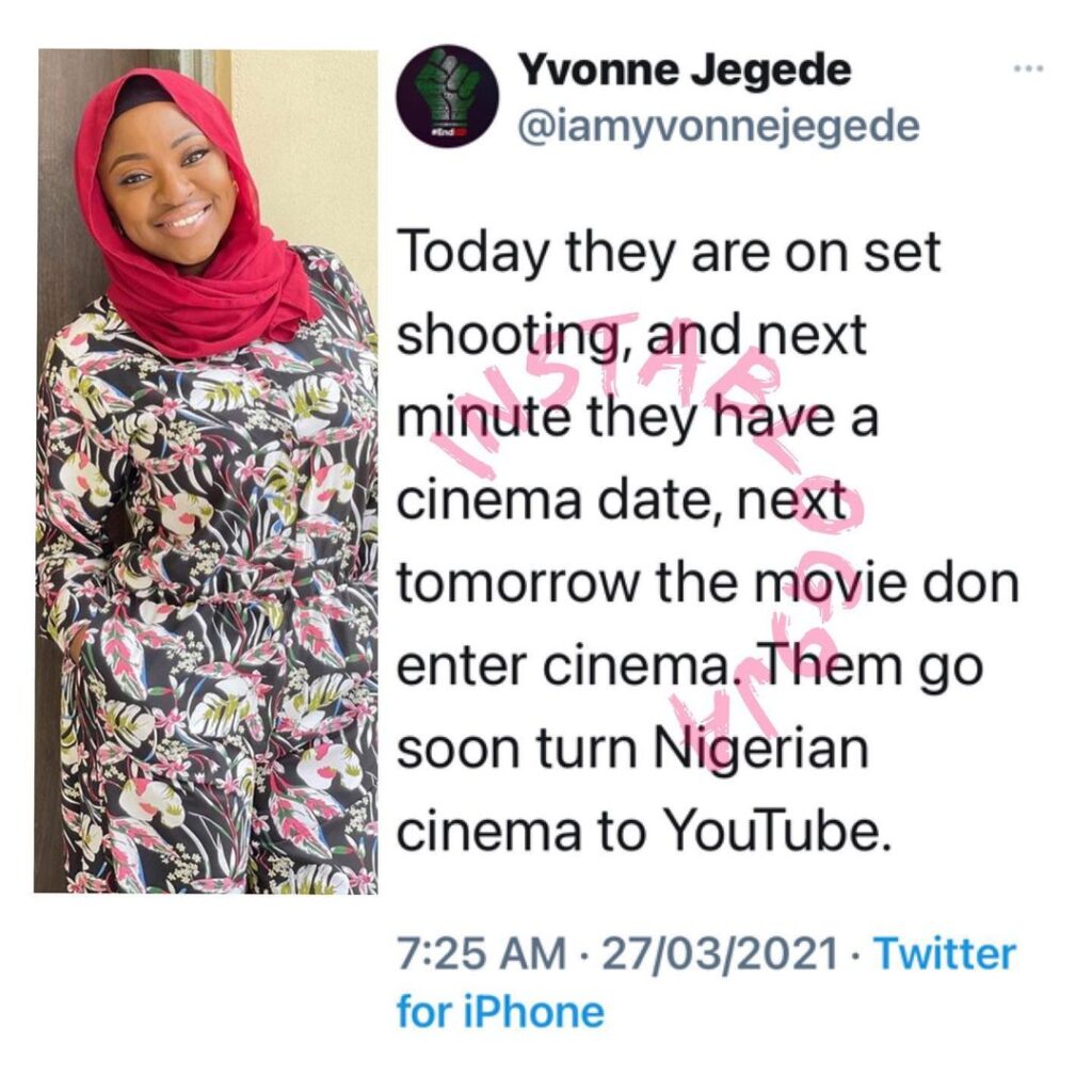 Actress Yvonne Jegede lambastes her colleagues