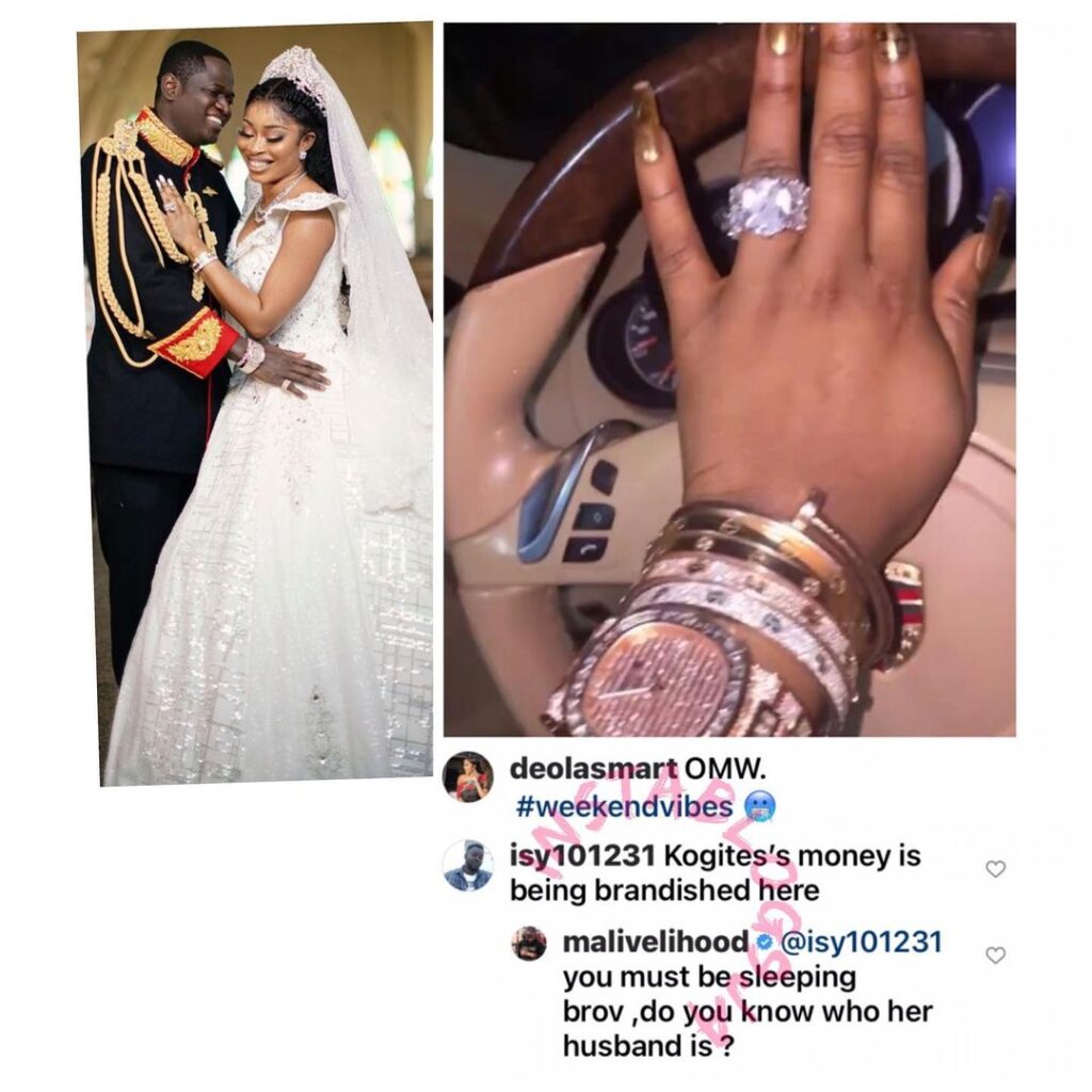 The husband of Senator Adeyemi’s daughter, Deola, rushes to her IG page to tackle a troll