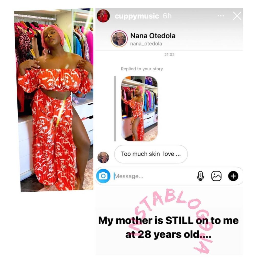 DJ Cuppy’s mom gives her a reality check over her outfit