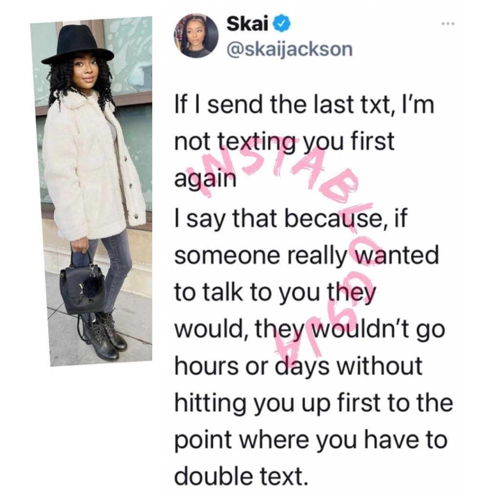 Why I don’t double text anyone — Actress Skai Jackson