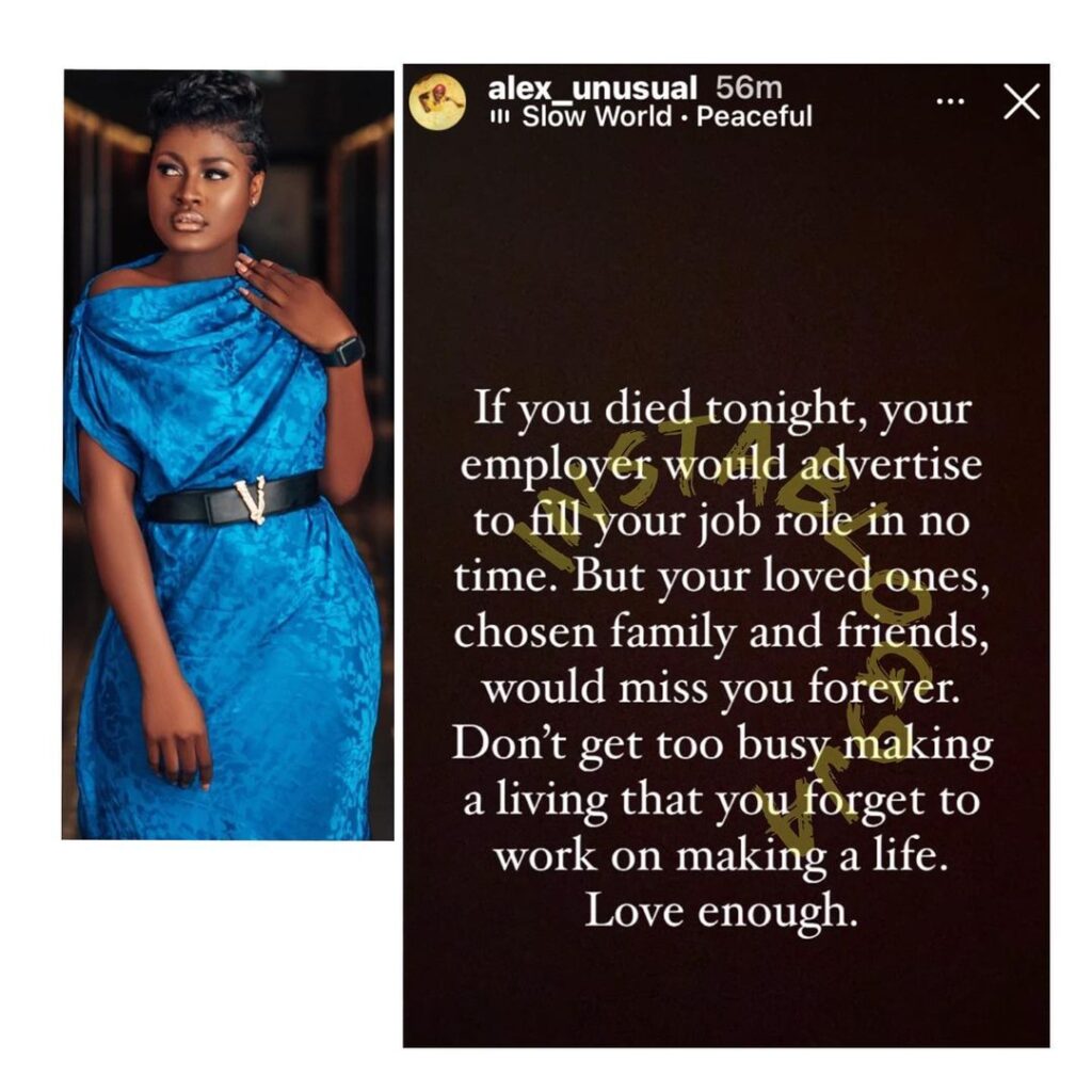 Don’t be too busy making a living that you forget to make a life — Reality TV Star, Alex Unusual