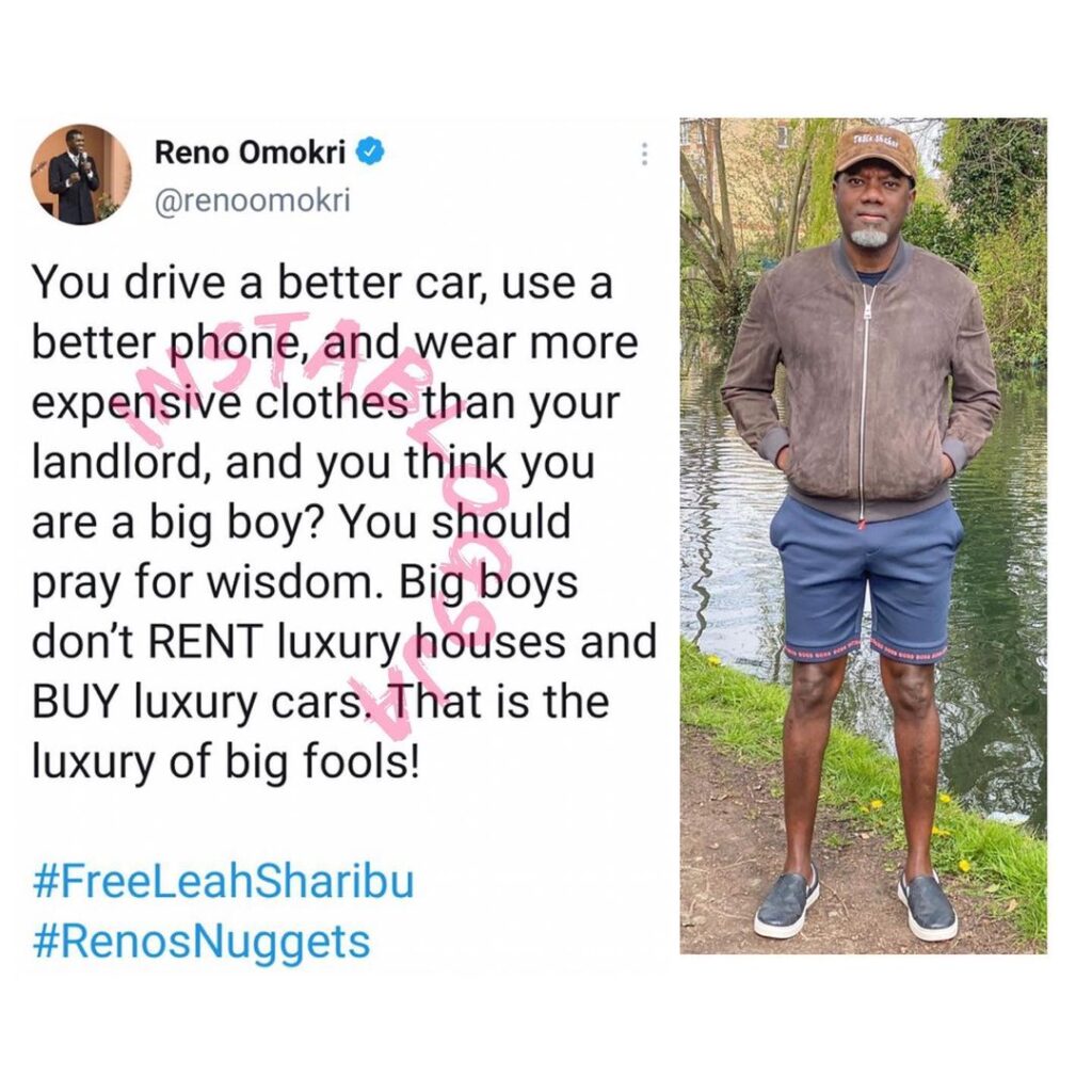 You are a big cretin if you rent luxury houses and buy luxury cars — Reno Omokri