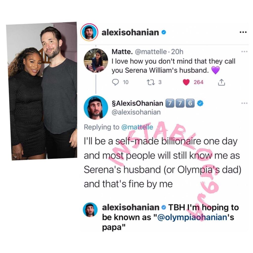 Businessman Alexis Ohanian reacts to being described as “Serena Williams’ husband” despite his personal achievements
