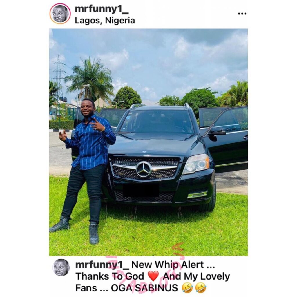 Comedian Mr Funny buys himself an SUV