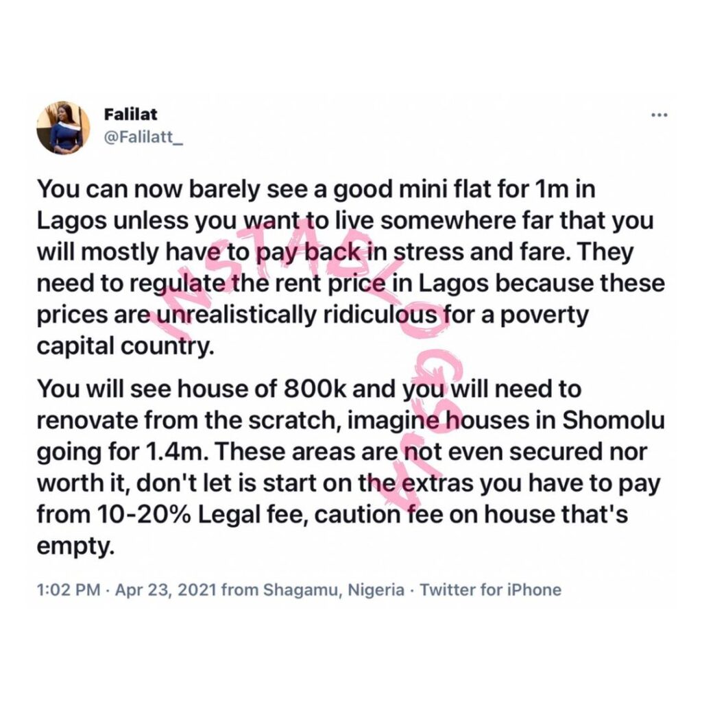 Lagos house rent is unrealistically ridiculous for a poverty capital country — Media Personality Falila