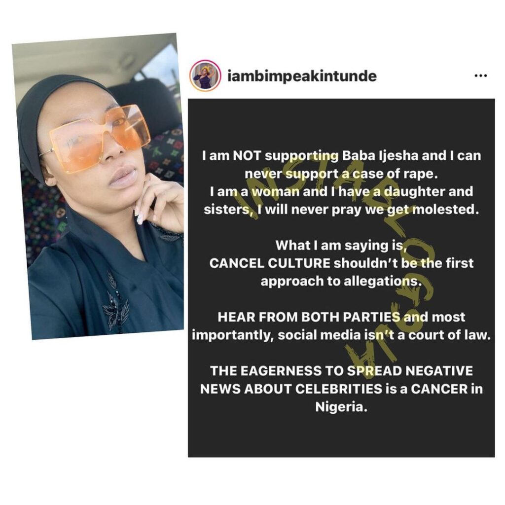 Baba Ijesha’s Rape Case: “Hear my colleague’s side of the story before canceling him,” Actress Abiodun Adebimpe appeals to Nigerians. [Swipe]