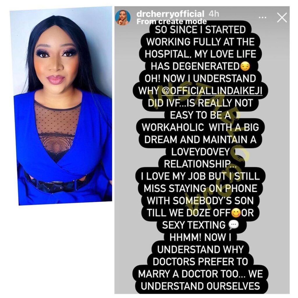 Since I started working, my love life has degenerated — Reality TV Star, Dr Cherry, cries out