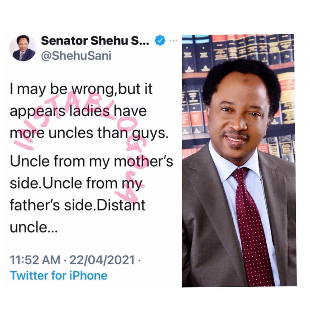 It appears ladies have more uncles than guys — Senator Shehu Sani