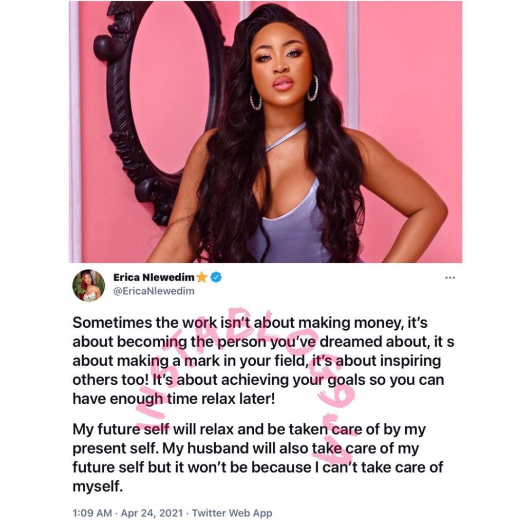 My husband will take care of me, but it won’t be because I can’t take care of myself — BBN’s Erica