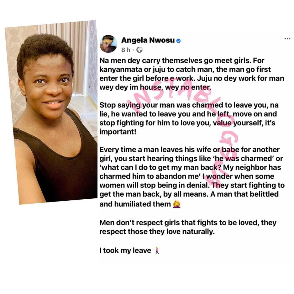 Media personality, Angela Nwosu, reveals the only way “juju” can work on a man