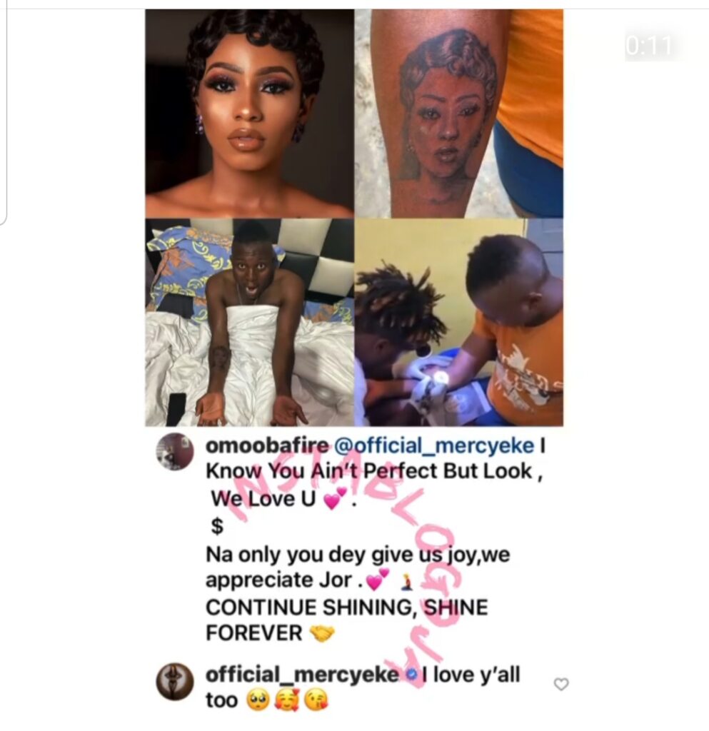 Man gets a tattoo of ex-BBN winner, Mercy Eke