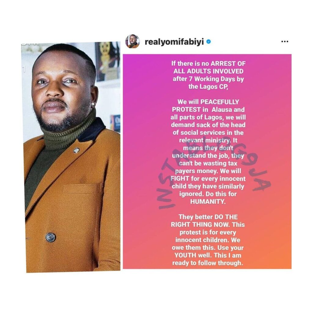 Baba Ijesha: Actor Yomi Fabiyi to lead a protest against the Lagos State government over failure to arrest Comedienne Princess, others