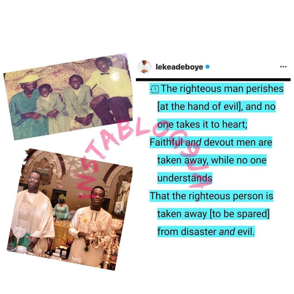 Pastor Adeboye’s son, Leke, reacts to the demise of his brother, Dare [Swipe]