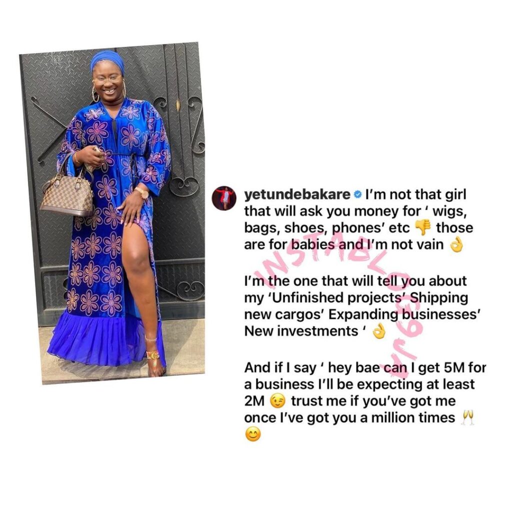 Girls that ask men for money for wigs, bags, shoes etc are babies — Actress Yetunde Bakare