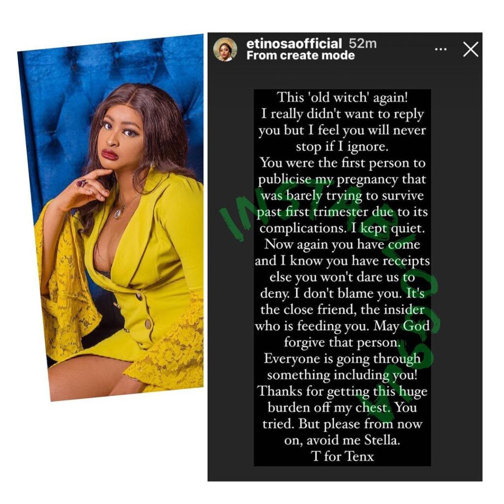 Actress Etinosa confirms the crash of her 6 months old 2nd marriage. [Swipe]