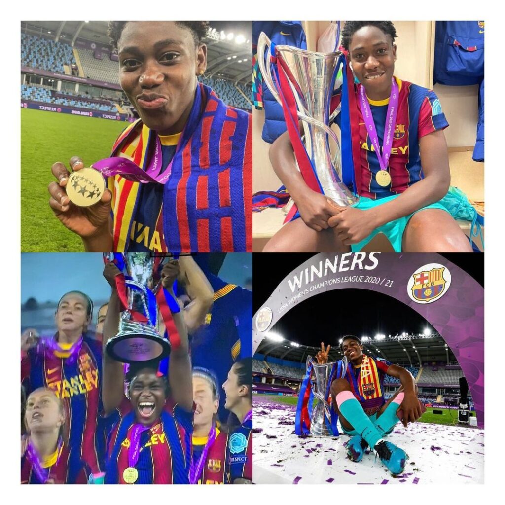 Footballer Asisat Oshoala becomes first African woman to win Champions League