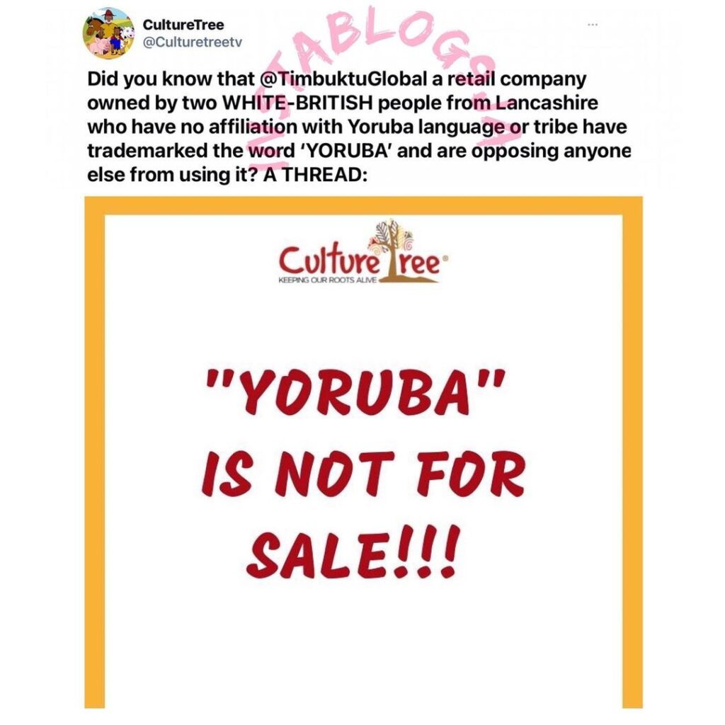 Outrage as a white-owned company trademarks the word 'Yoruba,’ claims Timbuktu isn’t real. [Swipe]