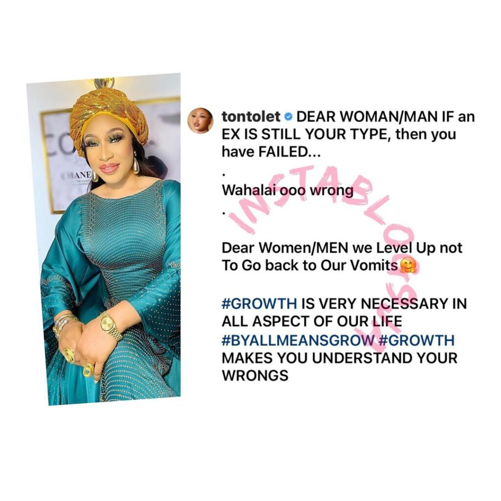 If your ex is still your type, then you’ve failed — Actress Tonto Dikeh
