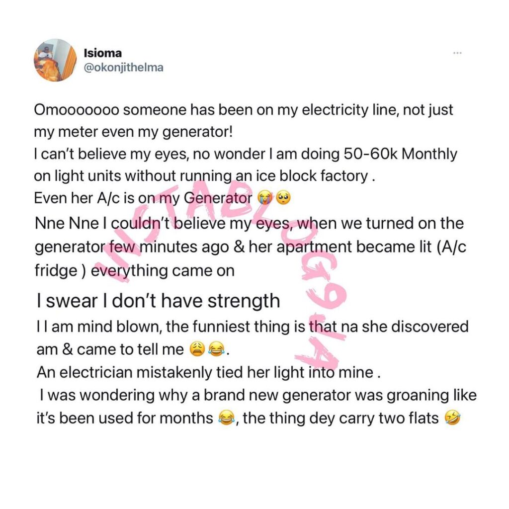 Lady in shock after discovering who’s responsible for her outrageous electricity bills