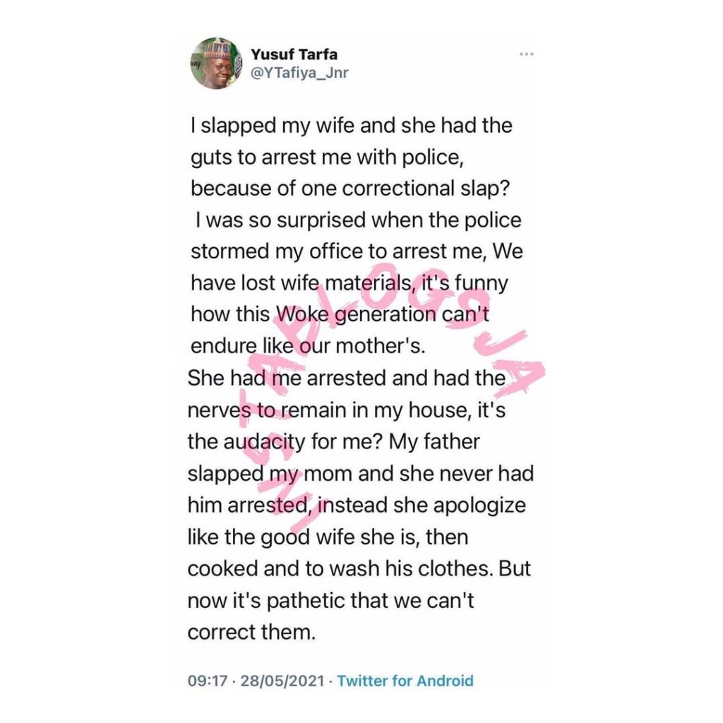 “We have lost wife materials,” abusive Nigerian man declares after his wife got him arrested