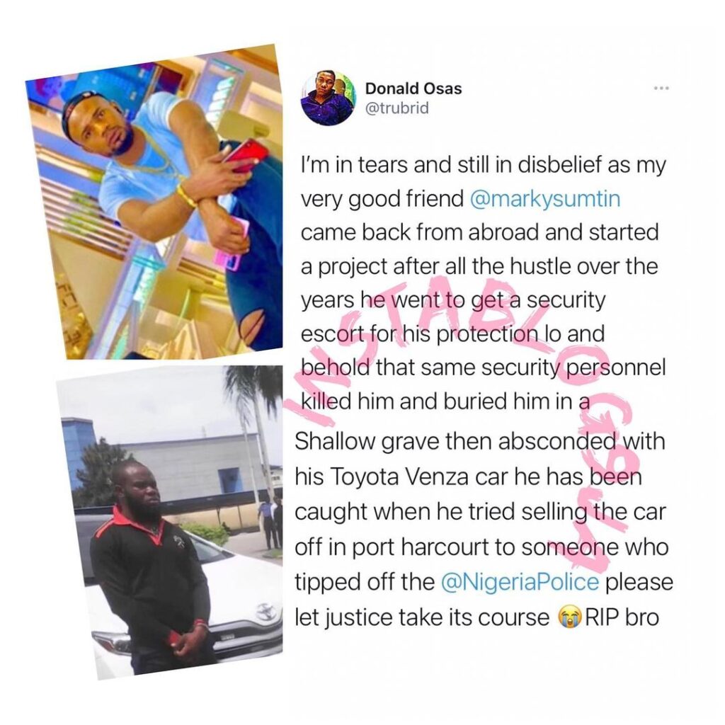 Man returns to invest in Nigeria, only to be shot dead and robbed by the security man he hired [Swipe]