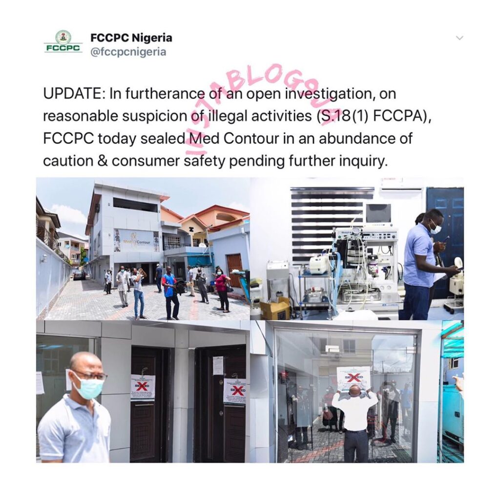 FG shuts down Med Contour, days after being called out over an alleged botched cosmetic surgery. [Swipe]