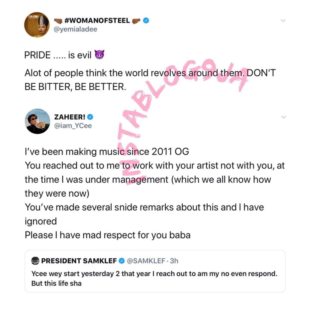 Yemi Alade and Ycee fire warning shots at music producer Samklef for dragging them collectively. [Swipe]