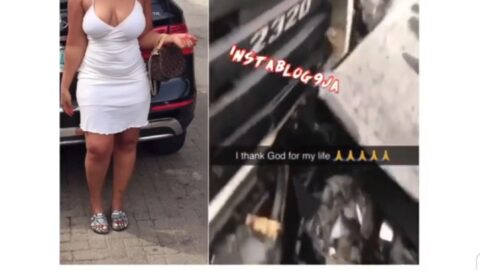 Influencer Abiodun in tears as trailer crushes her less than 2-month-old SUV