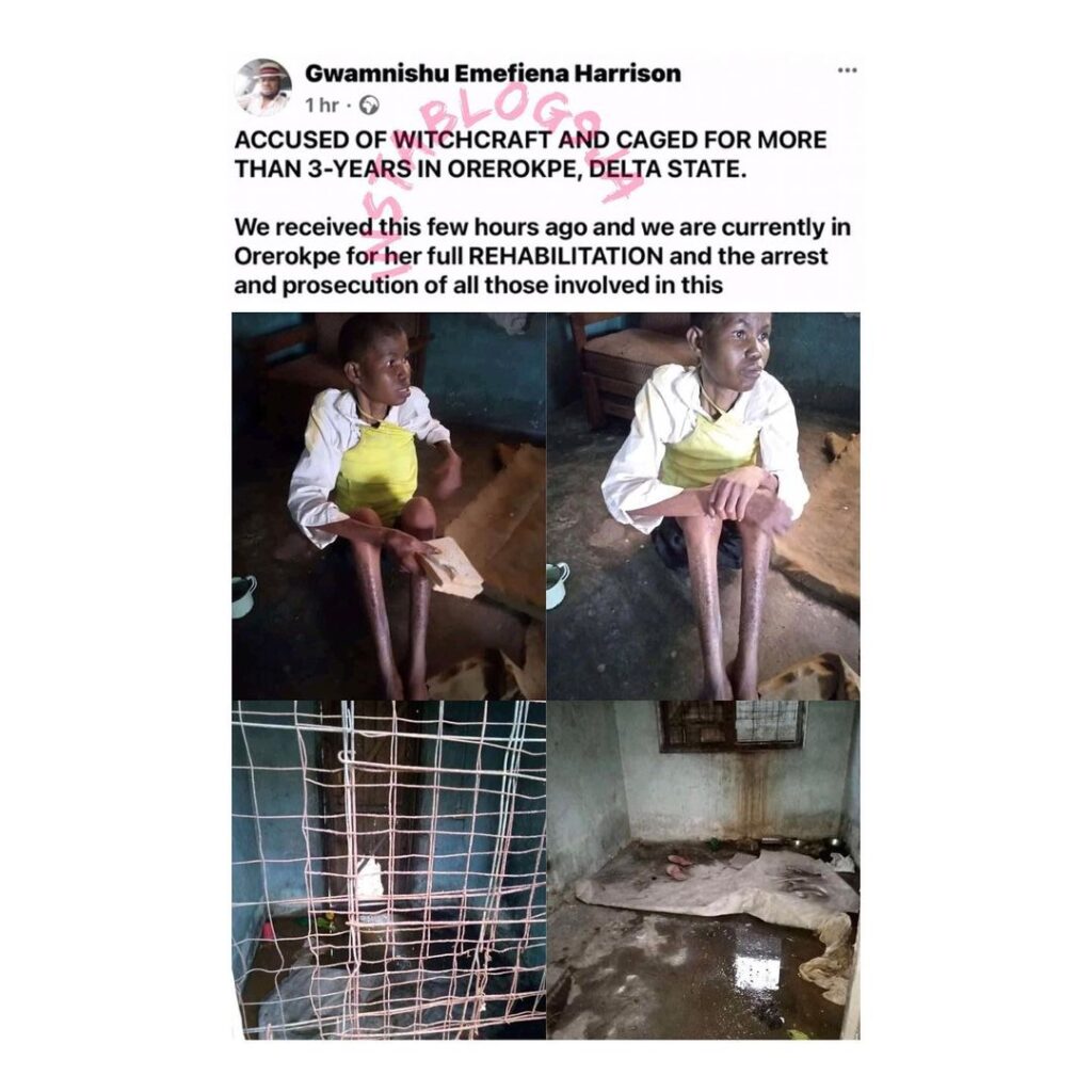 Mom-of-eight accused of witchcraft and allegedly caged for 3yrs by her husband rescued in Delta State [Swipe]