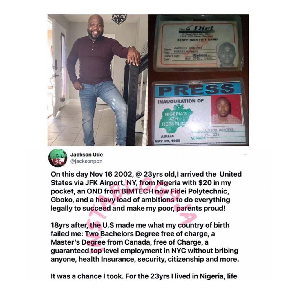 Exiled journalist, Jackson Ude, recounts how the US gave him everything while Nigeria failed him [Swipe]