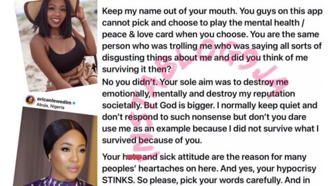 Reality TV Star, Khafi, knocks Erica’s fan who used her as an example in her post [Swipe]