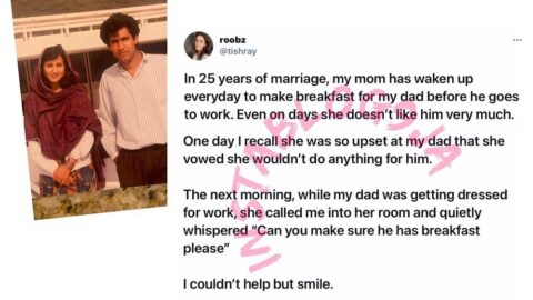 In 25 years of marriage, my mom has waken up everyday to make breakfast for my dad before he goes to work — Lady
