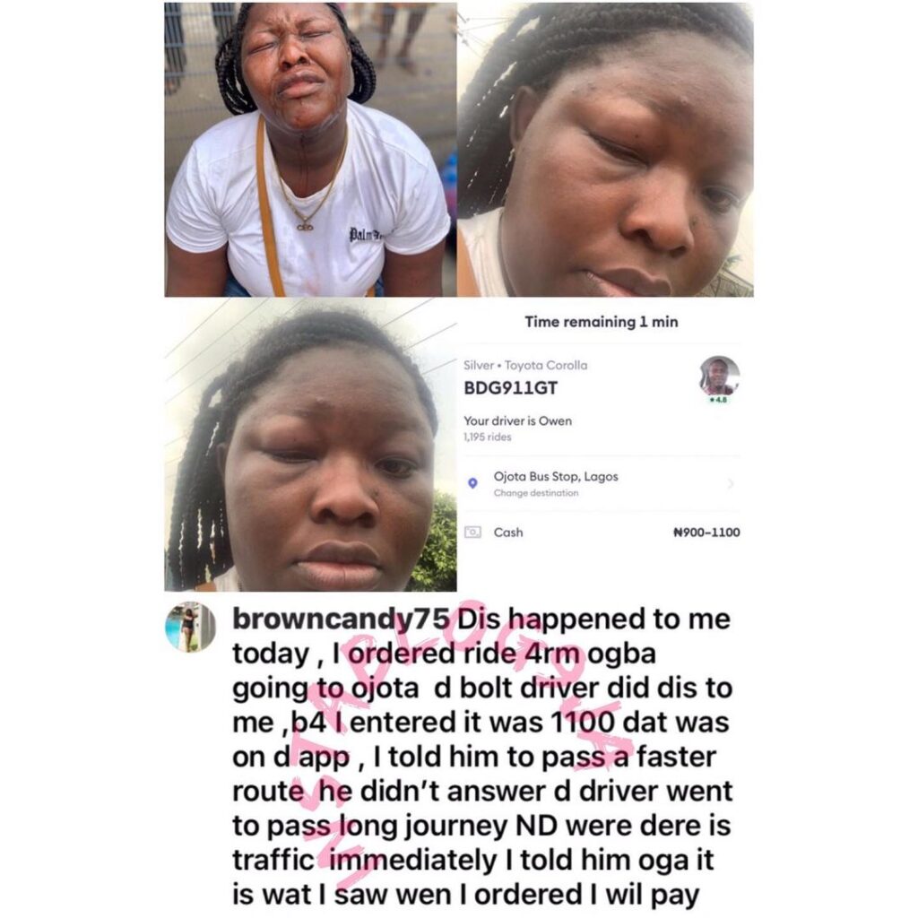 Lady calls out a cabbie who punched her in Lagos. [Swipe]