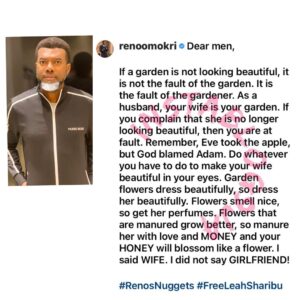 Men, if your wife is no longer beautiful, it’s your fault — Reno Omokri