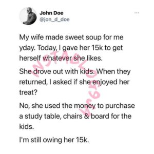 Man shares a story about his wife