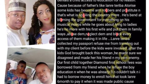 One of gospel singer Lanre Teriba’s many babymamas calls him out over his alleged refusal to pay their child’s school fees [Swipe]