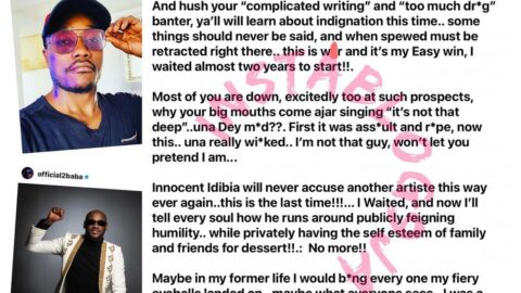 Singer Brymo replies those criticizing him for calling out 2face [Swipe]