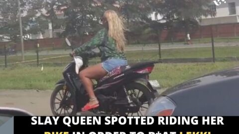 Slay Queen spotted riding her bike in order to b*at Lekki traffic in Lagos