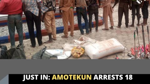 Just In: Amotekun arrests 18 suspected bandits with over 500 weapons