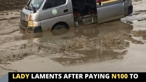 Lady laments after paying N100 to be retrieved from the mud along Aba road