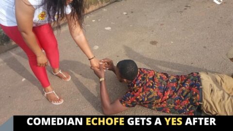 Comedian Echofe gets a YES after lying down on the floor to propose to his girlfriend