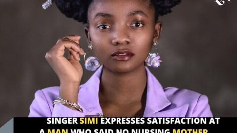 Singer Simi expresses satisfaction at a man who said no nursing mother should have to do any other type of work
