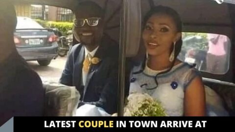 Latest couple in town arrive at their wedding reception in a ‘Keke Napep’ in Delta State