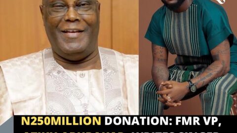 N250million Donation: Fmr VP, Atiku Abubakar, writes singer Davido