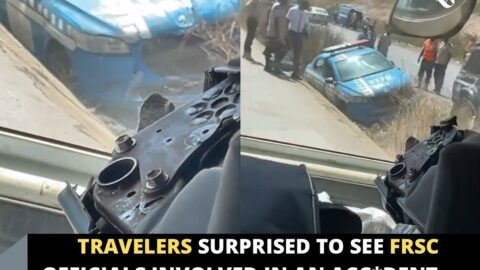 Travelers surprised to see FRSC officials involved in an acc*dent along the Lokoja-Abuja highway