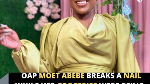 OAP Moet Abebe breaks a nail while her groceries were being eaten like ‘tuwo’