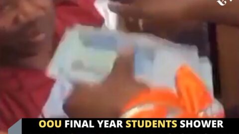 OOU final year students shower their lecturer with raw cash as they sign out